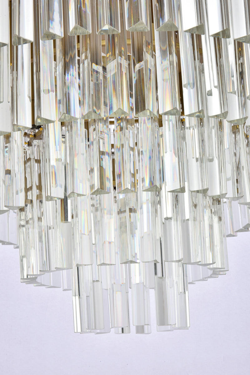 Sydney 32 inch round crystal flush mount in satin gold