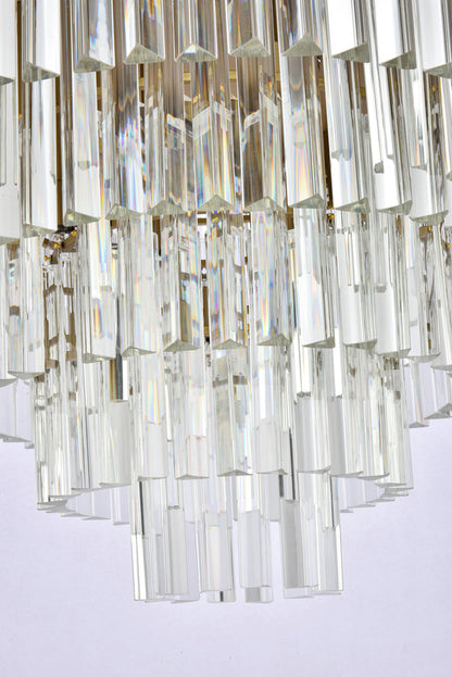 Sydney 32 inch round crystal flush mount in satin gold