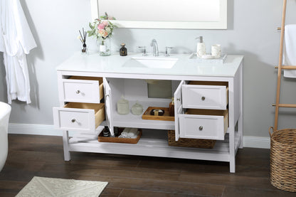 60 inch Single bathroom vanity in white