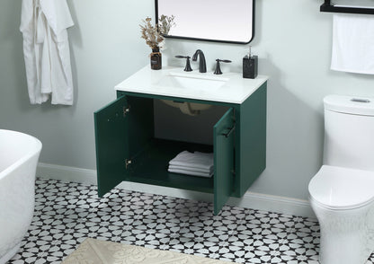30 inch Single bathroom vanity in green