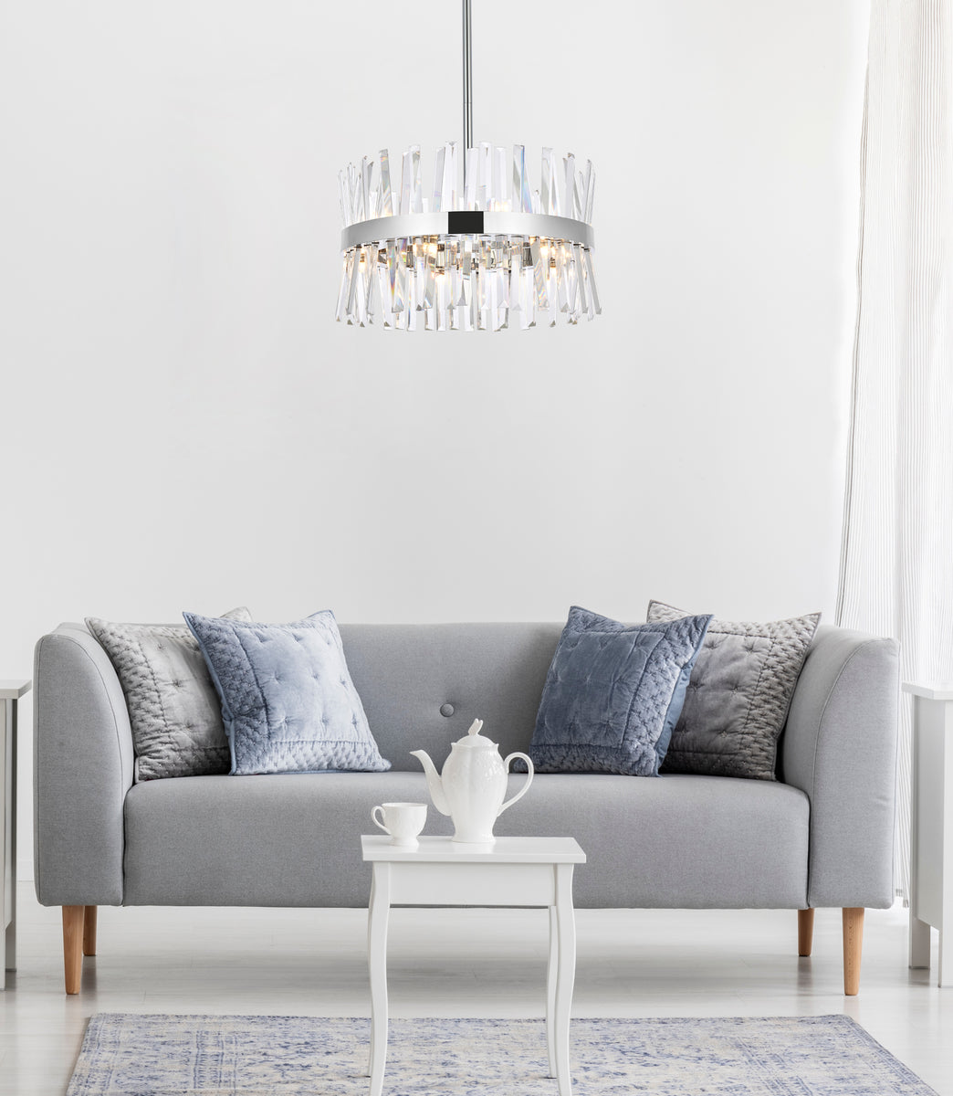 Serephina 20 inch crystal round pendant light in chrome