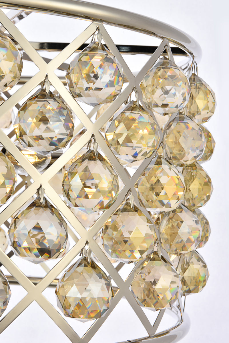 Madison 6 light polished nickel Pendant Golden Teak (Smoky) Royal Cut Crystal