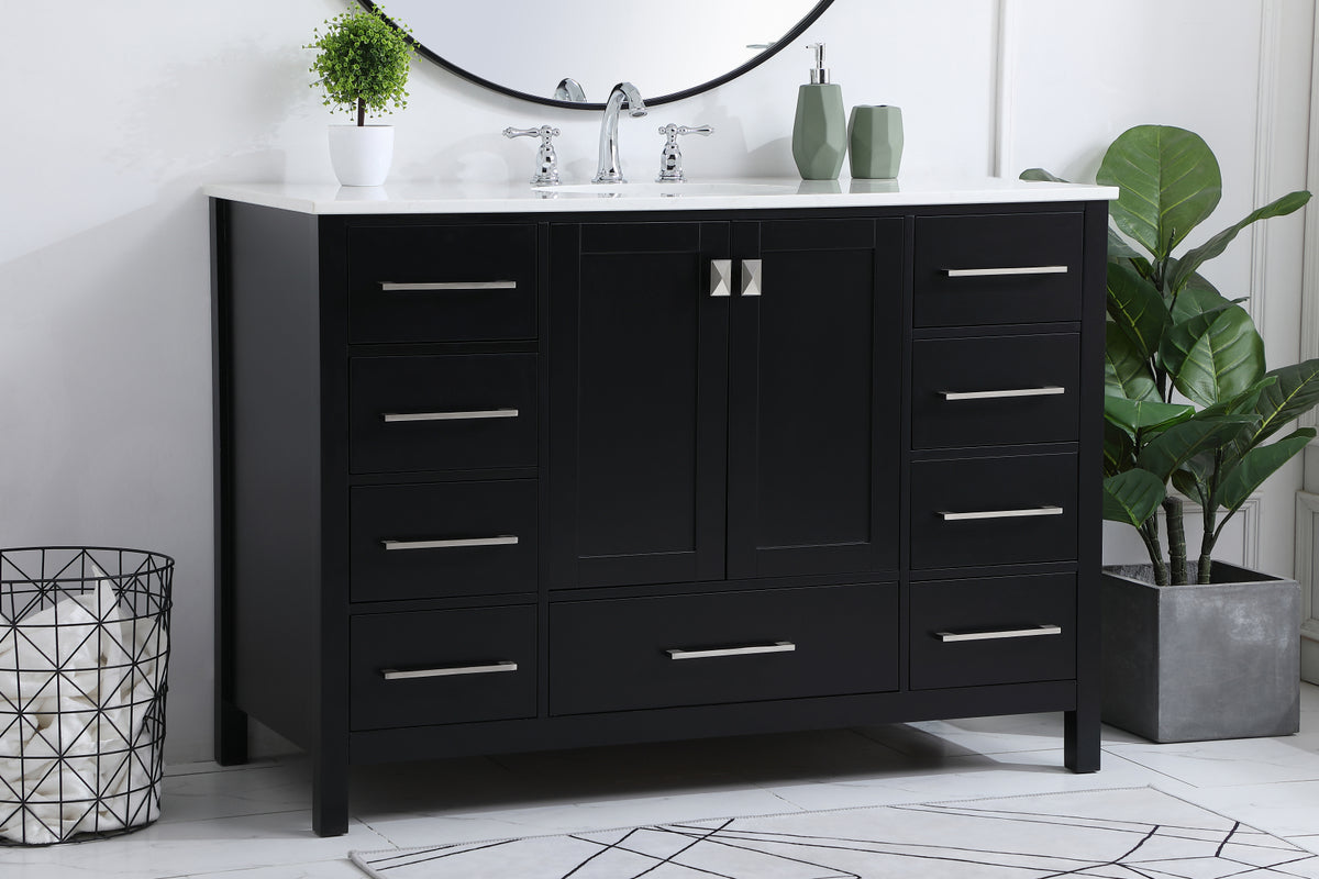 48 inch Single Bathroom Vanity in Black