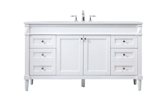 60 inch Single bathroom vanity in white