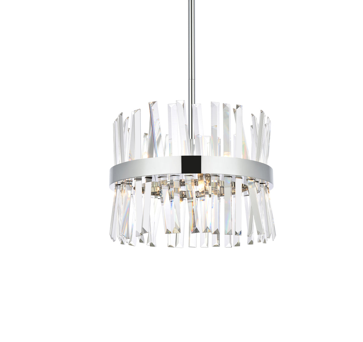 Serephina 16 inch crystal round pendant light in chrome
