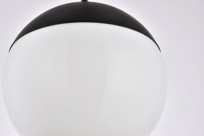 Eclipse 1 Light Black Pendant With Frosted White Glass