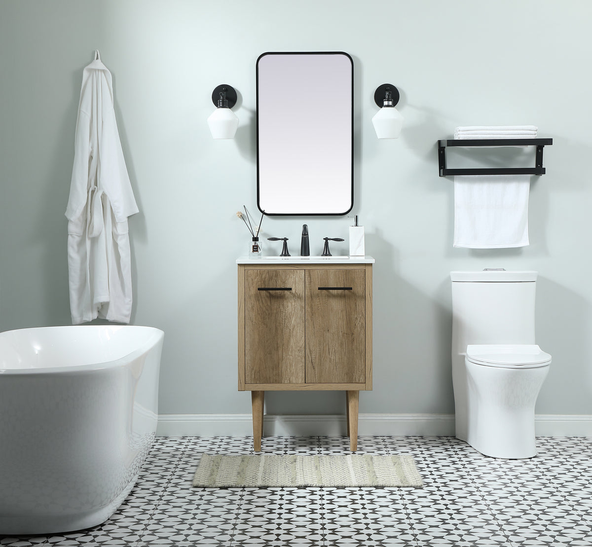 24 inch Single bathroom vanity in natural oak