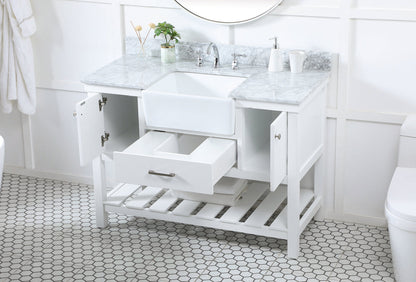 48 inch Single bathroom vanity in white with backsplash