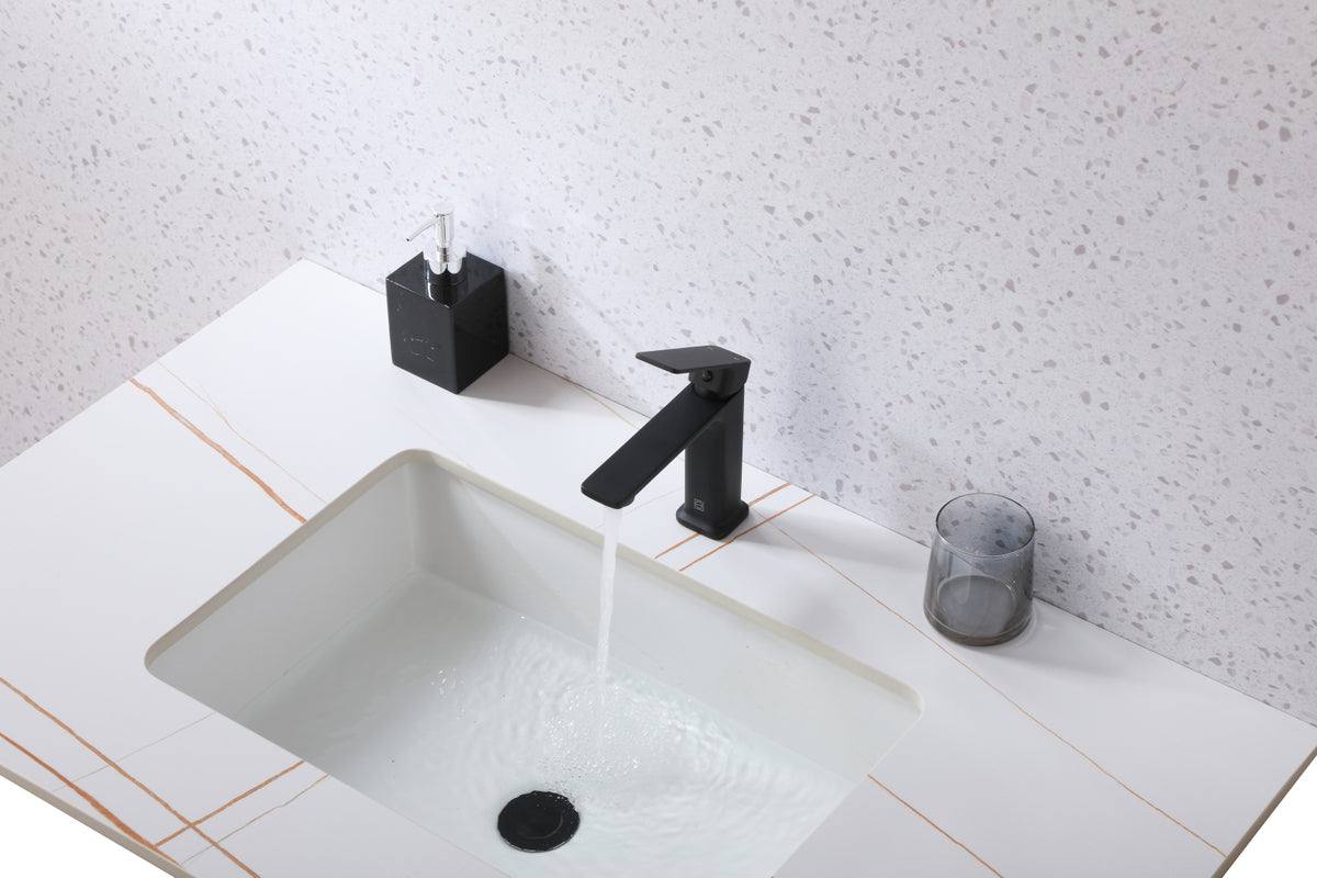 Lena Single Hole Single Handle Bathroom Faucet in Matte Black