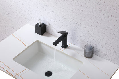 Lena Single Hole Single Handle Bathroom Faucet in Matte Black