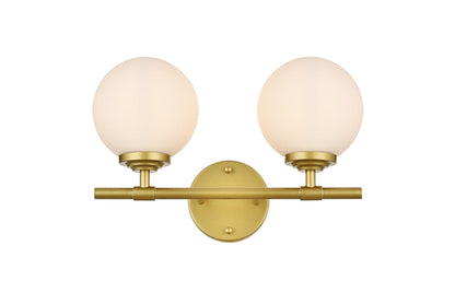 Ansley 2 light Brass and frosted white Bath Sconce