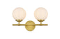 Ansley 2 light Brass and frosted white Bath Sconce
