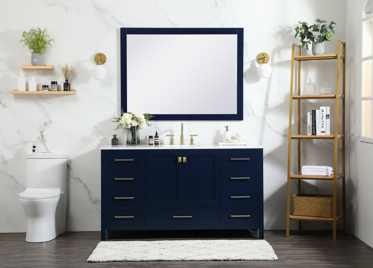 60 inch Single bathroom vanity in blue
