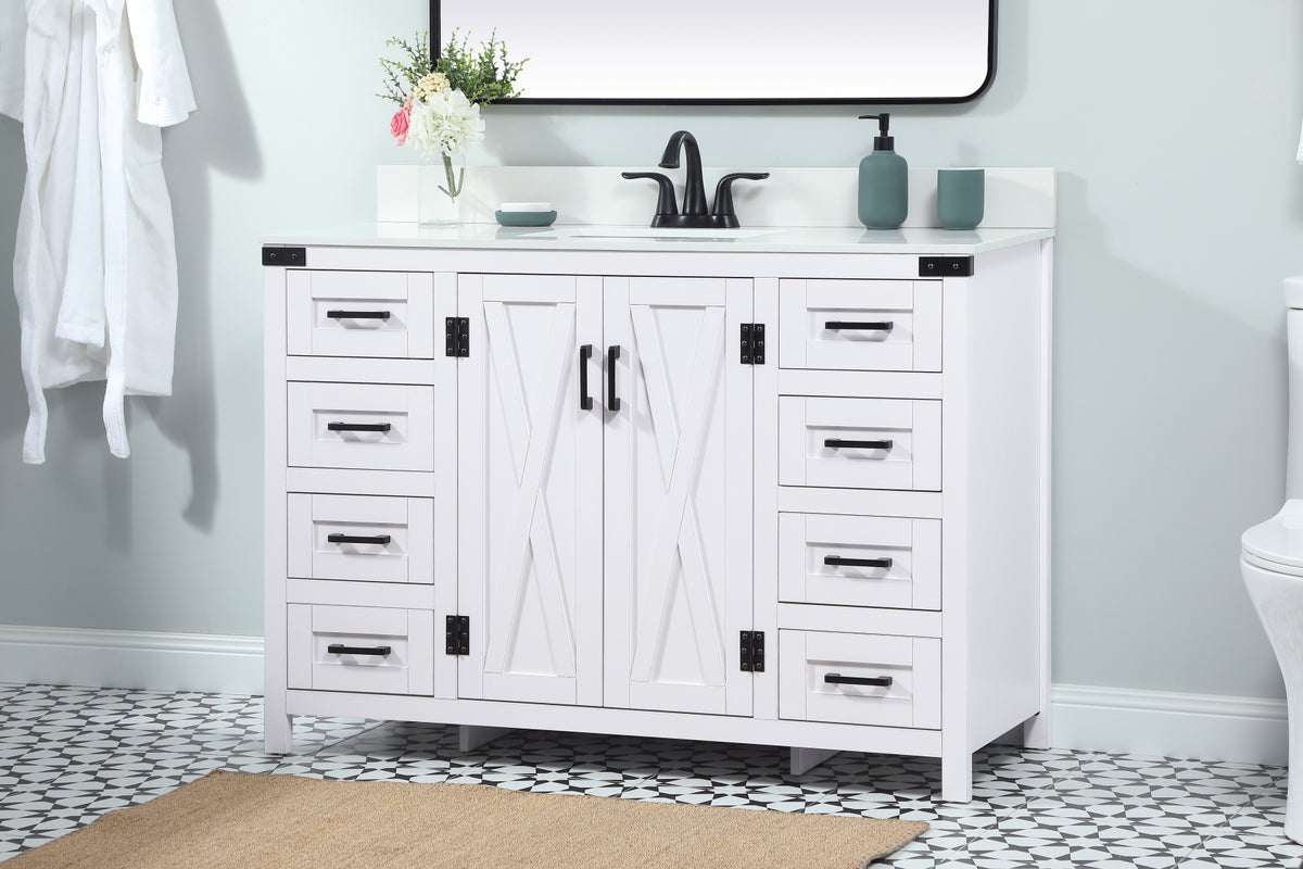 48 inch Single bathroom vanity in white with backsplash
