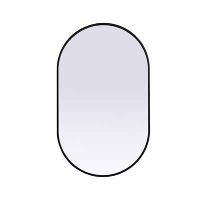 Metal Frame Oval Mirror 24x40 Inch in Black