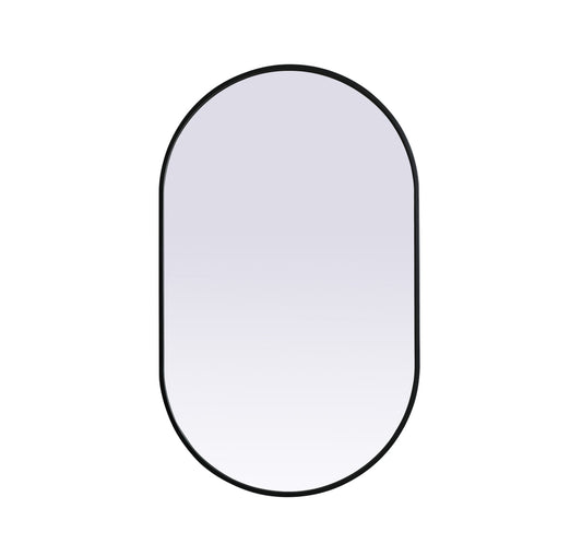 Metal Frame Oval Mirror 24x40 Inch in Black
