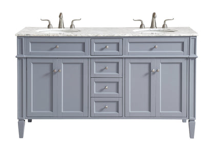 60 In. Double Bathroom Vanity Set In Grey