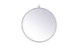Metal frame round mirror with decorative hook 21 inch in silver