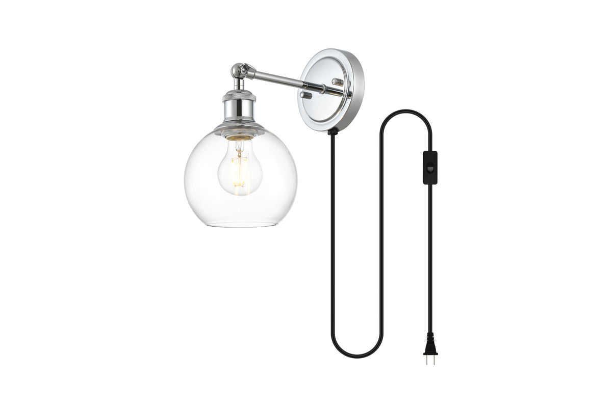 Wesson 1 light Chrome and Clear plug in wall sconce