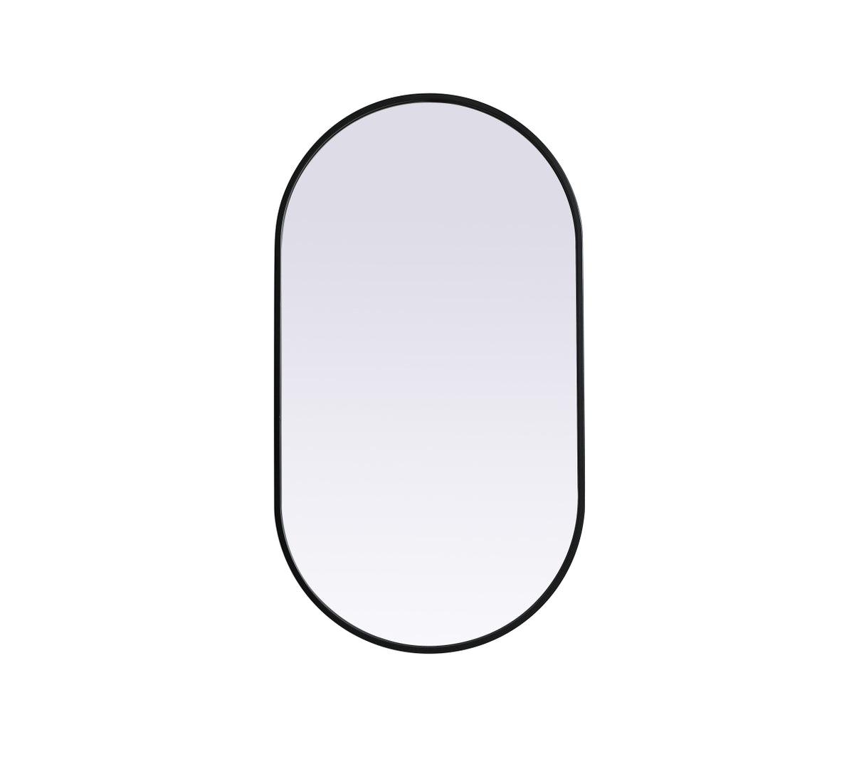 Metal Frame Oval Mirror 20x36 Inch in Black
