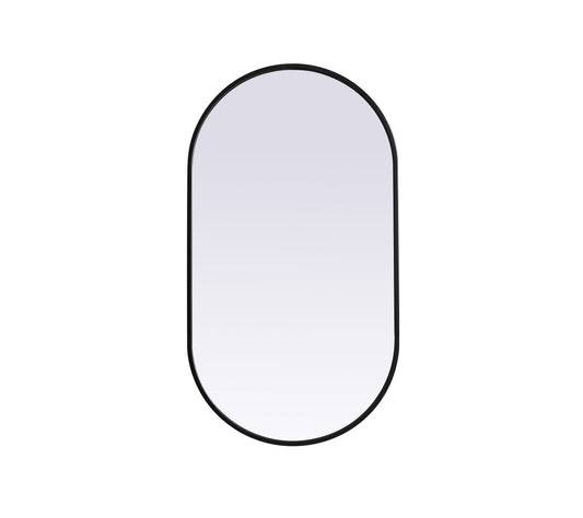 Metal Frame Oval Mirror 20x36 Inch in Black