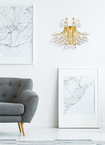 Toureg 3 light Gold Wall Sconce Clear Royal Cut Crystal