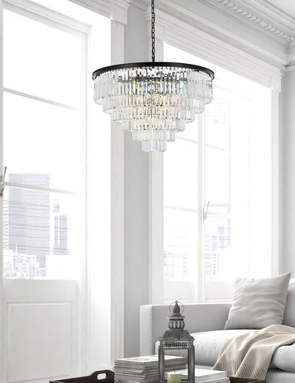 Sydney 33 light Matte Black Chandelier Clear Royal Cut Crystal