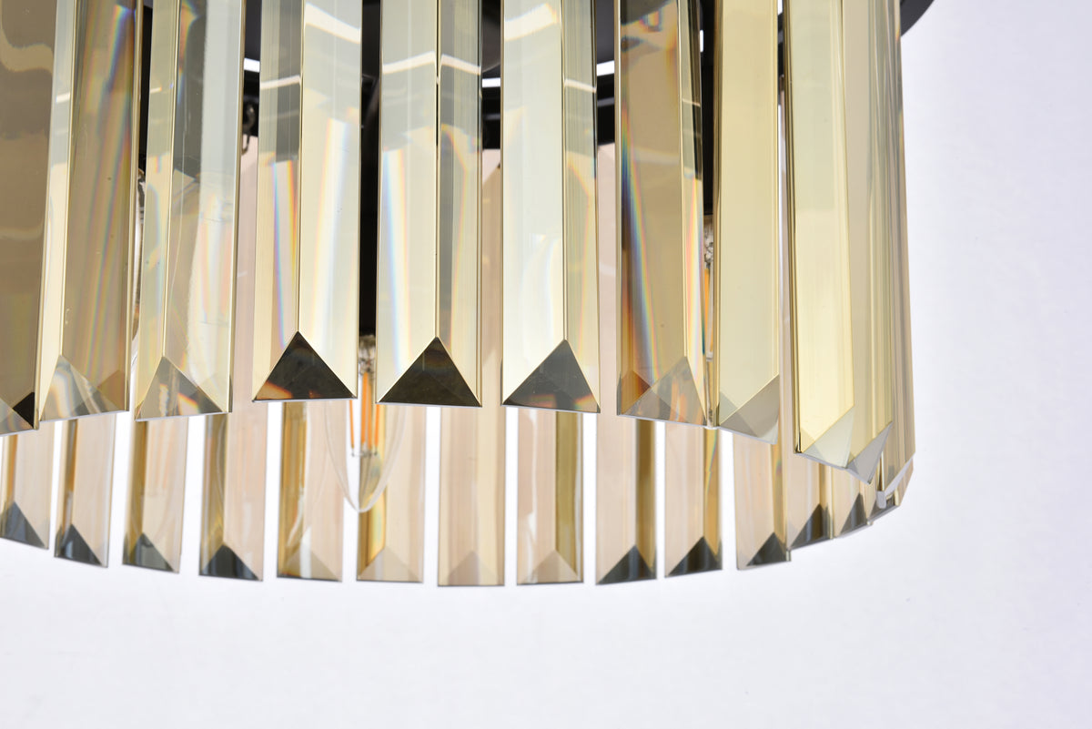 Sydney 3 light Matte Black Pendant Golden Teak (Smoky) Royal Cut Crystal