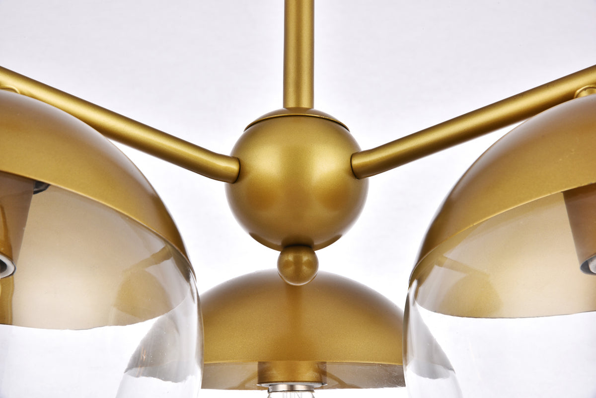 Eclipse 3 Lights Brass Pendant With Clear Glass