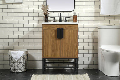 24 inch Single bathroom vanity in walnut brown