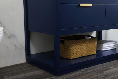 48 inch Single bathroom vanity in blue with backsplash