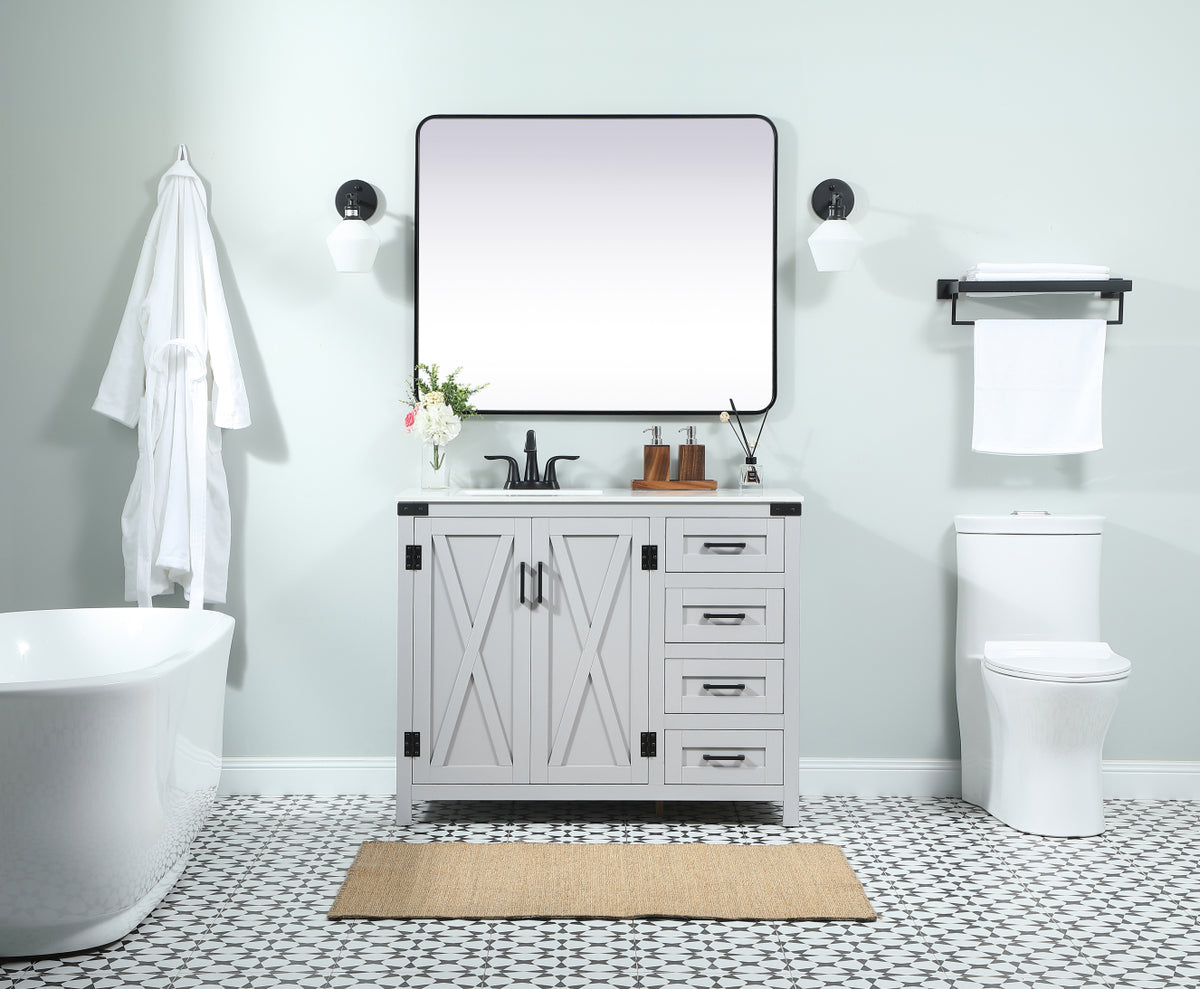 42 inch Single bathroom vanity in grey