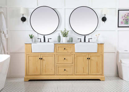 72 inch double bathroom vanity in natural wood