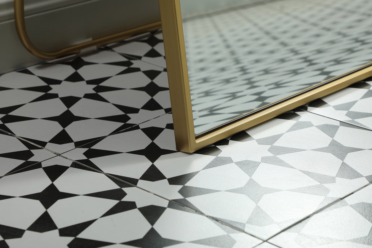 Metal Frame Arch Full Length Mirror 28x74 Inch in Brass