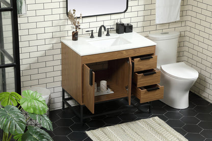 36 inch Single bathroom vanity in walnut brown