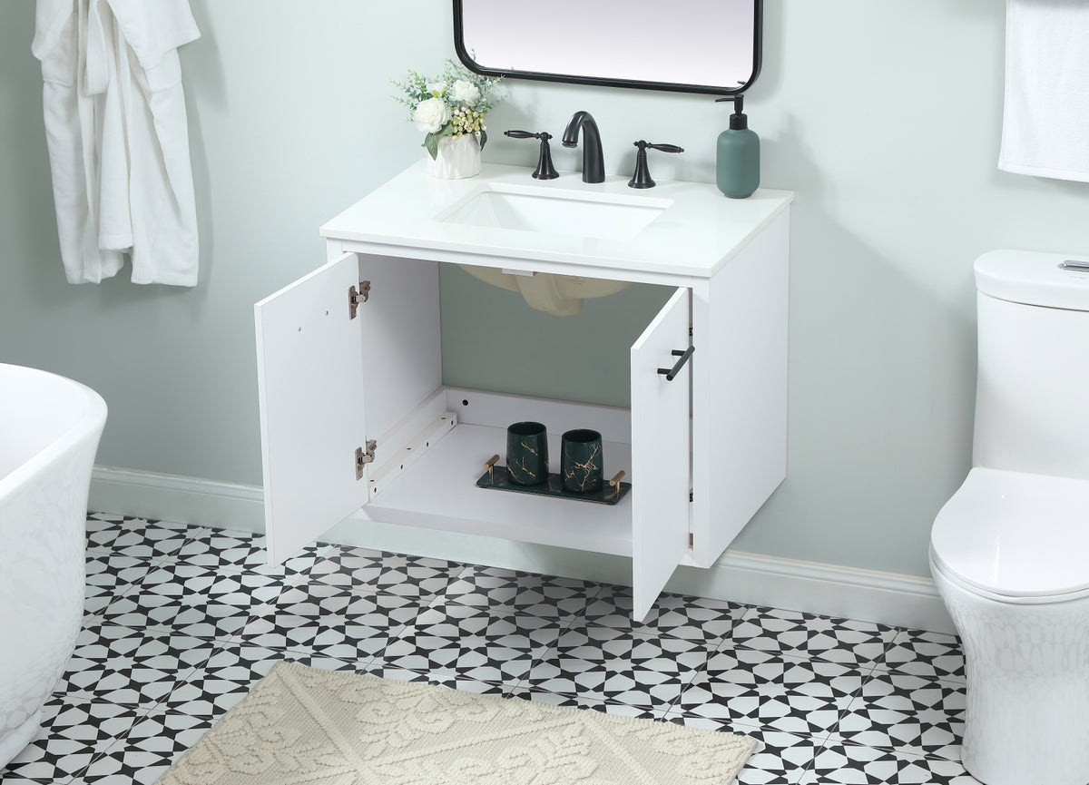 30 inch Single bathroom vanity in white