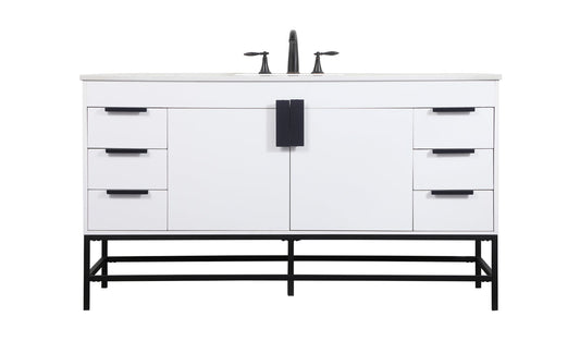 60 inch Single bathroom vanity in white