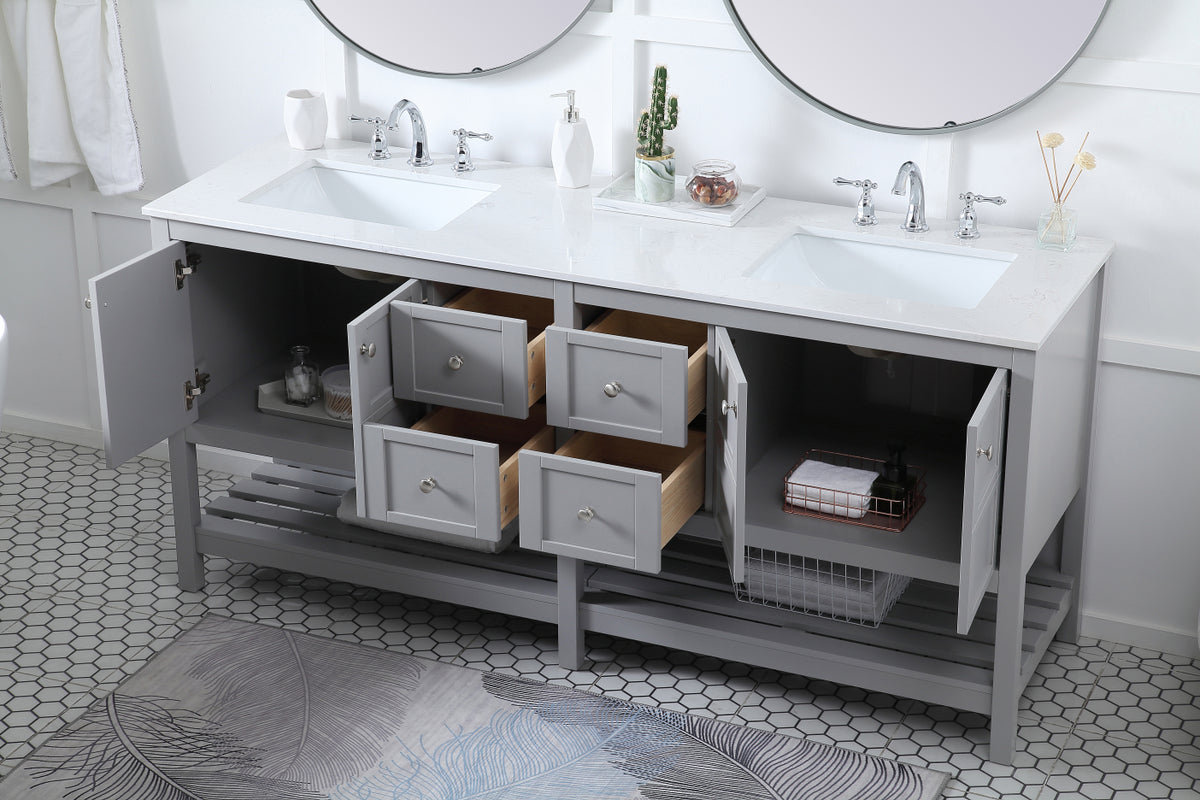 72 inch Double Bathroom Vanity in Gray