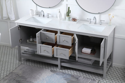 72 inch Double Bathroom Vanity in Gray
