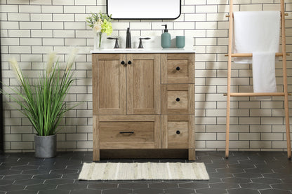 32 inch Single bathroom vanity in natural oak with backsplash