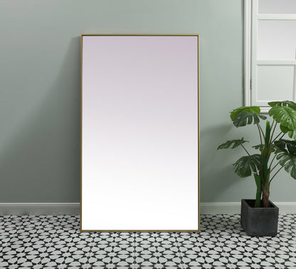 Metal Frame Rectangle Full Length Mirror 36x60 Inch in Brass
