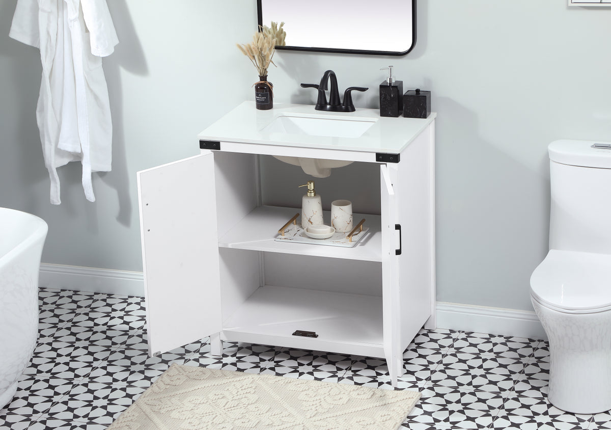 30 inch Single bathroom vanity in white