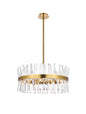 Serephina 25 inch crystal round pendant light in satin gold