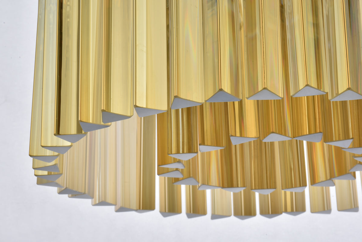 Sydney 6 light polished nickel Pendant Golden Teak (Smoky) Royal Cut Crystal