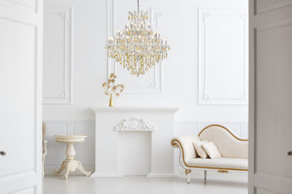 Maria Theresa 37 light Chrome Chandelier Golden Teak (Smoky) Royal Cut Crystal