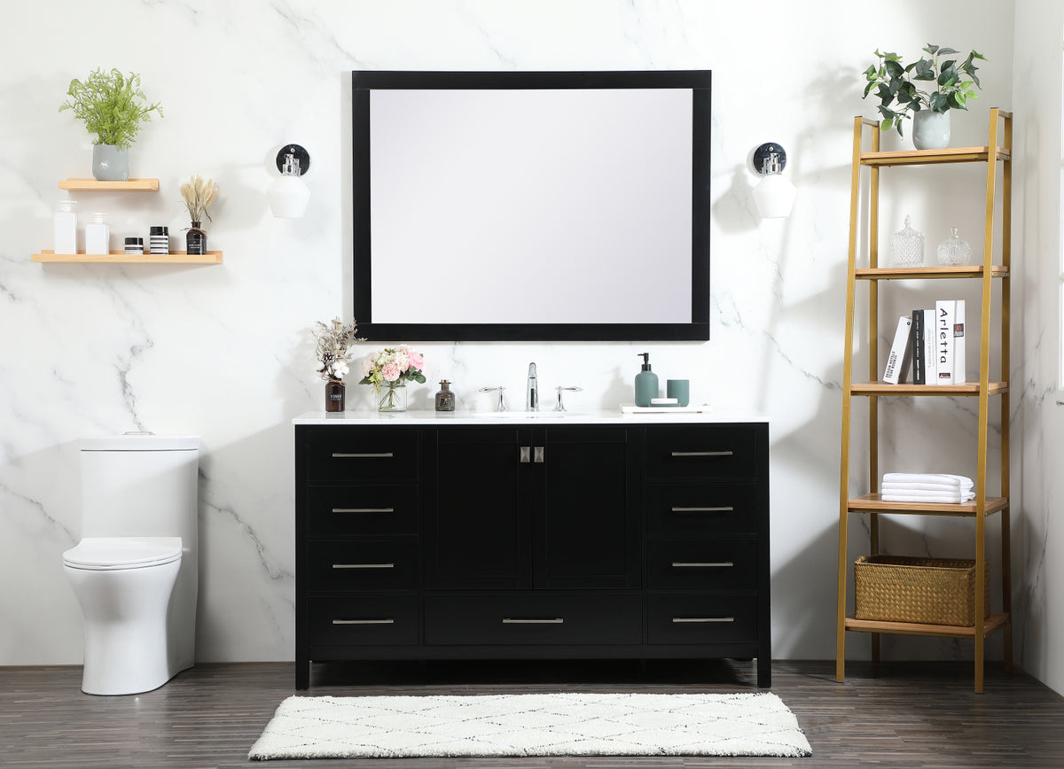 60 inch Single bathroom vanity in black