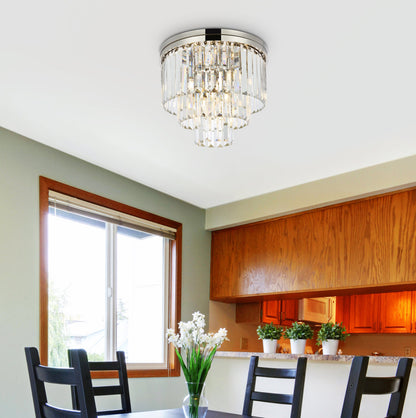 Sydney 9 light polished nickel Flush Mount Clear Royal Cut Crystal