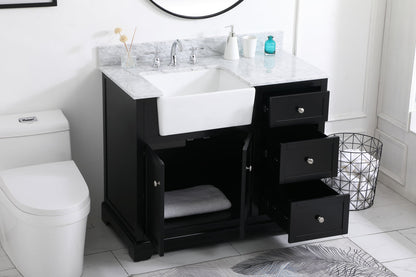 42 inch Single bathroom vanity in black with backsplash
