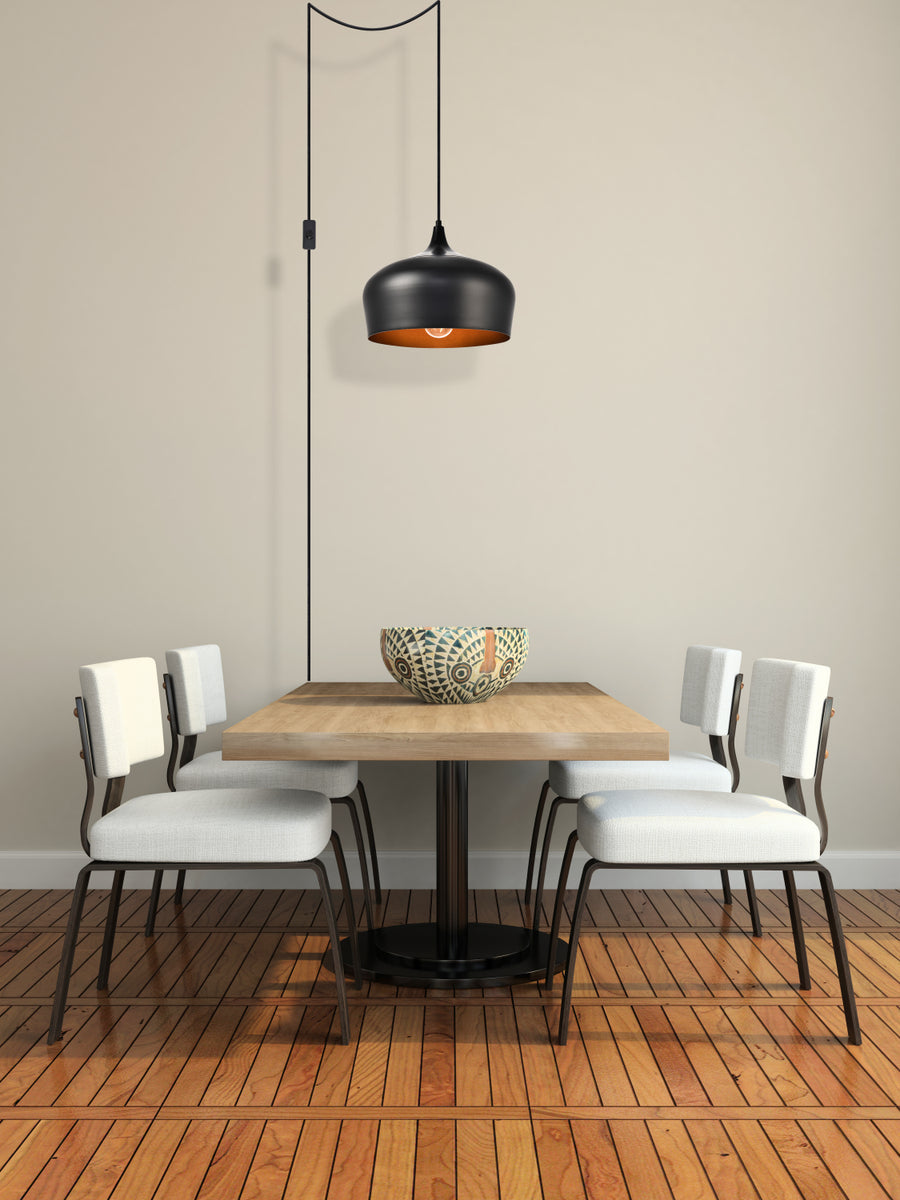 Nora 1 Light Black plug-in pendant