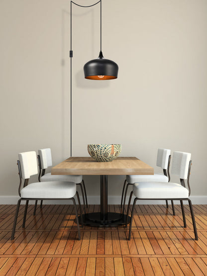 Nora 1 Light Black plug-in pendant